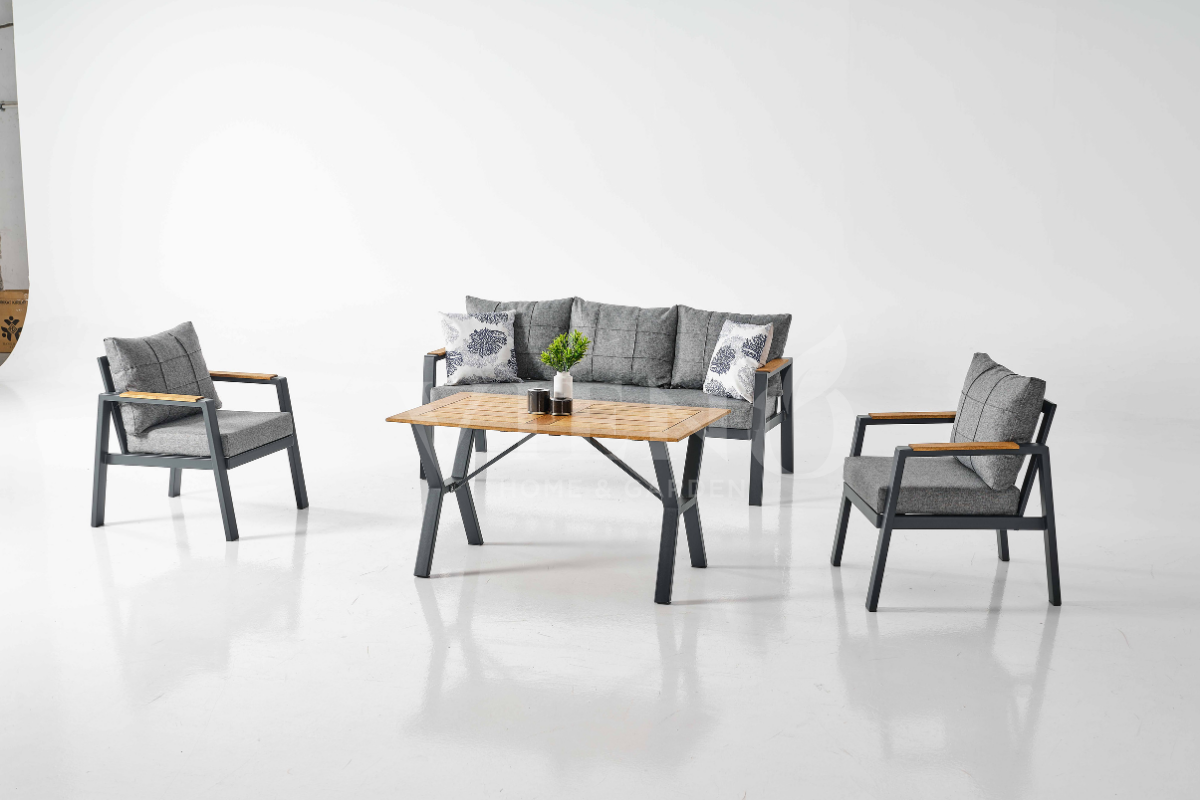 Efes Midi Alüminyum Bahçe Balkon Oturma Grubu Antrasit