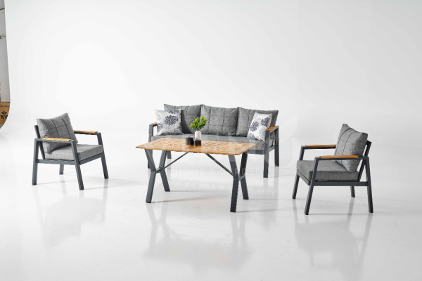 Efes Midi Alüminyum Bahçe Balkon Oturma Grubu Antrasit