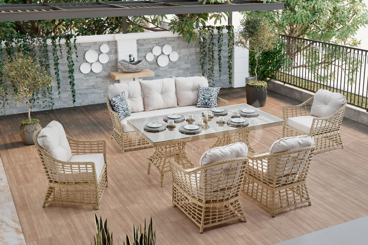 Bergama Rolex Rattan Bahçe Balkon Oturma Grubu (100cm x 200cm)