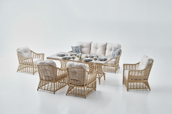 Bergama Rolex Rattan Bahçe Balkon Oturma Grubu (100cm x 200cm)