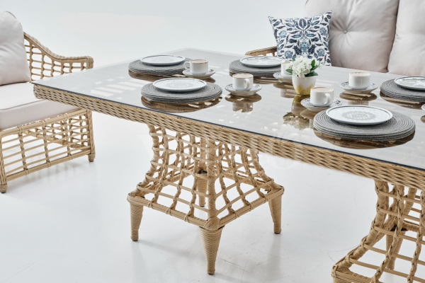 Bergama Rolex Rattan Bahçe Balkon Oturma Grubu (100cm x 200cm)