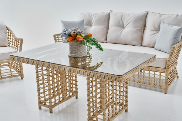 Bergama Rolex Rattan Bahçe Balkon Oturma Grubu (100cm x 200cm)