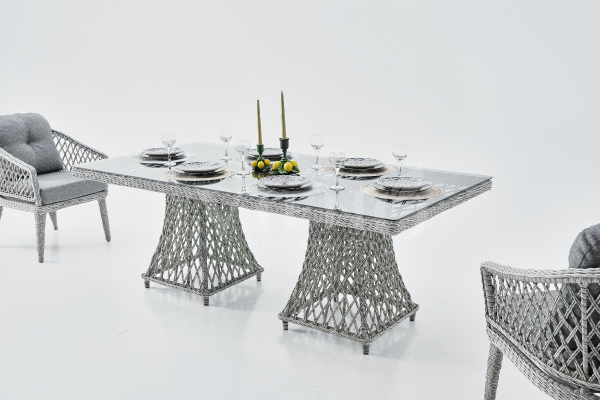 Osaka Rattan Bahçe Balkon Masa Takımı (100cm x 200cm)