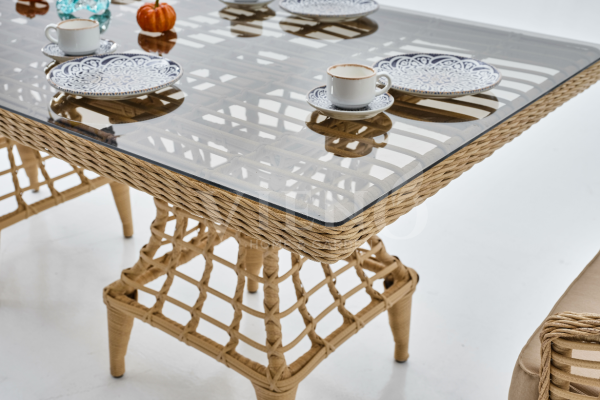 Rodos Rattan Bahçe Balkon Masa Takımı (100cm x 200cm)