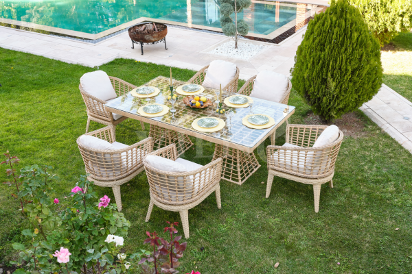 Rodos Rattan Bahçe Balkon Masa Takımı (100cm x 200cm)