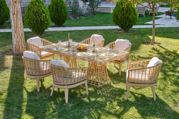 Rodos Rattan Bahçe Balkon Masa Takımı (100cm x 200cm)