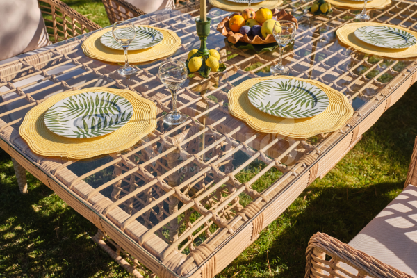 Rodos Rattan Bahçe Balkon Masa Takımı (100cm x 200cm)