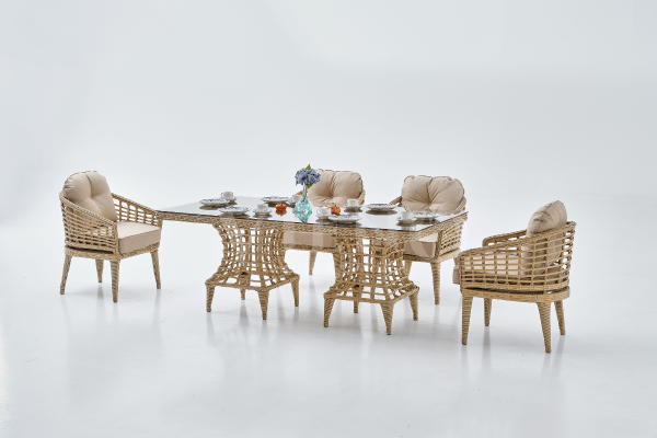 Rodos Rattan Bahçe Balkon Masa Takımı (100cm x 200cm)