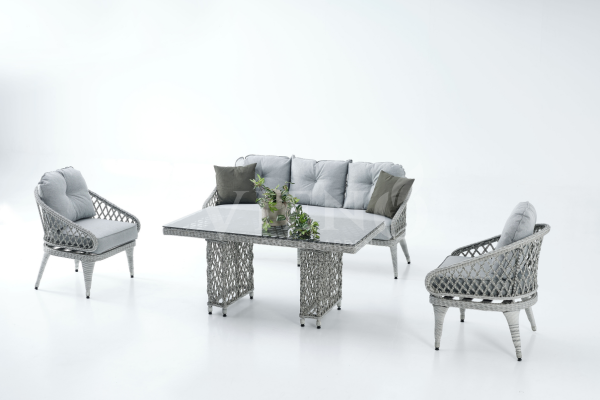 Venüs Rattan Bahçe Balkon Oturma Grubu Gri