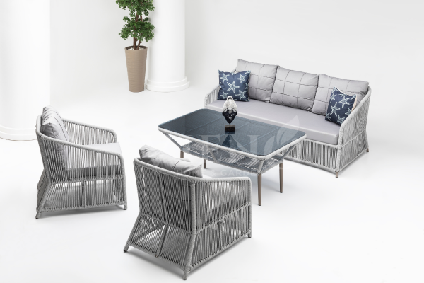 Porto Bahçe Balkon Oturma Grubu (3+1+1) Gri